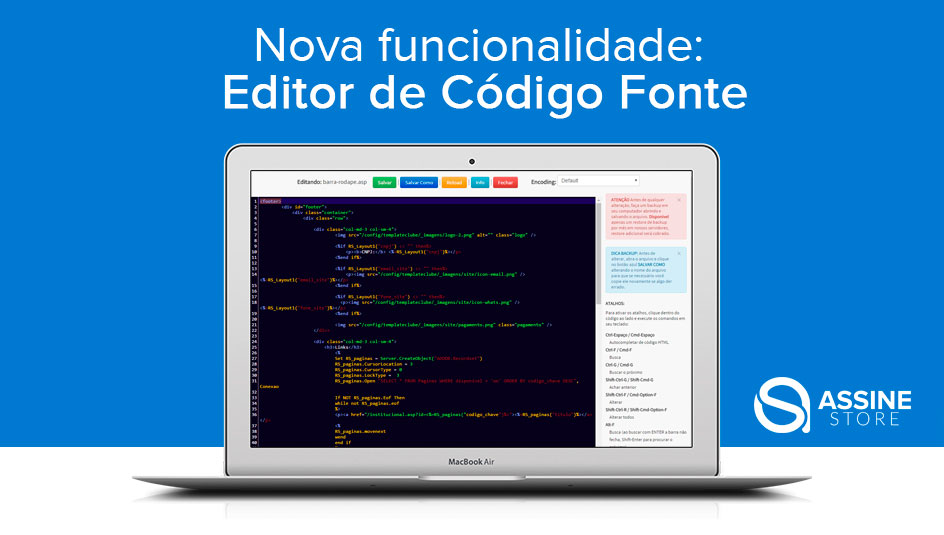 Nova funcionalidade: Editor de Cdigo Fonte